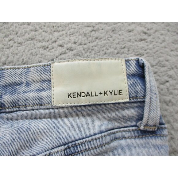 Kendall & Kylie High Rise Jeans Size 3 (26x24) Blue Icon Straight Leg Distressed - Picture 10 of 12